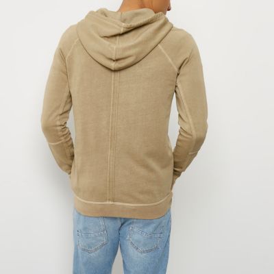 Stone zip pocket hoodie